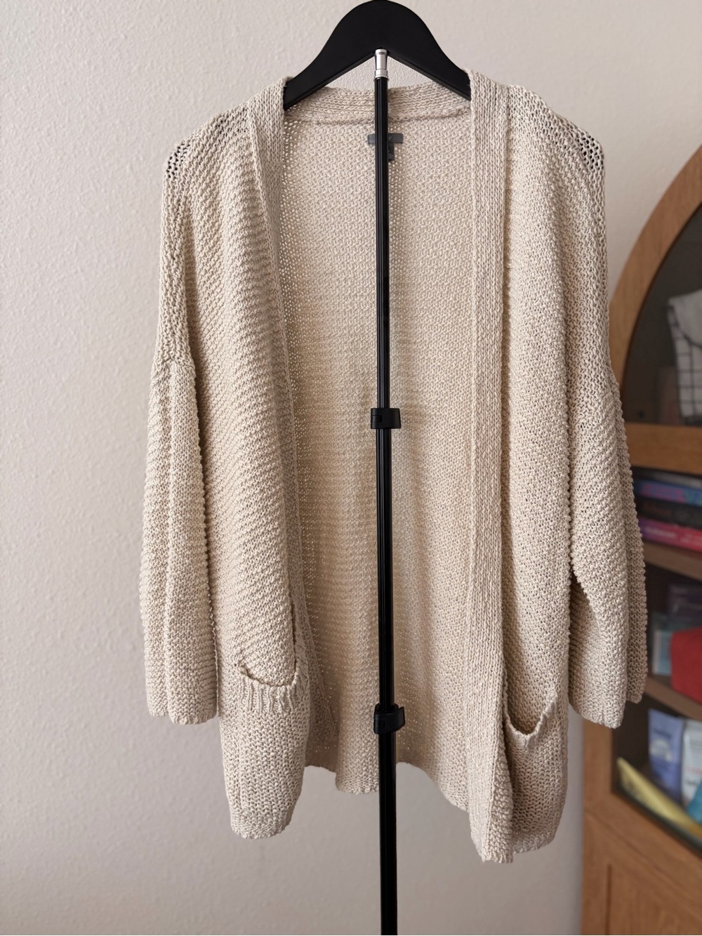 Aerie Cream Open-Front Knit Cardigan Sweater